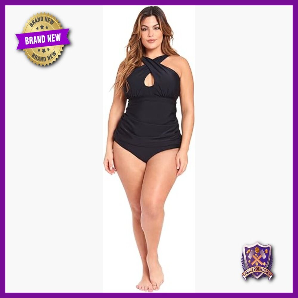 Plus Size Tankini Top with Adjustable Straps and Soft Cups